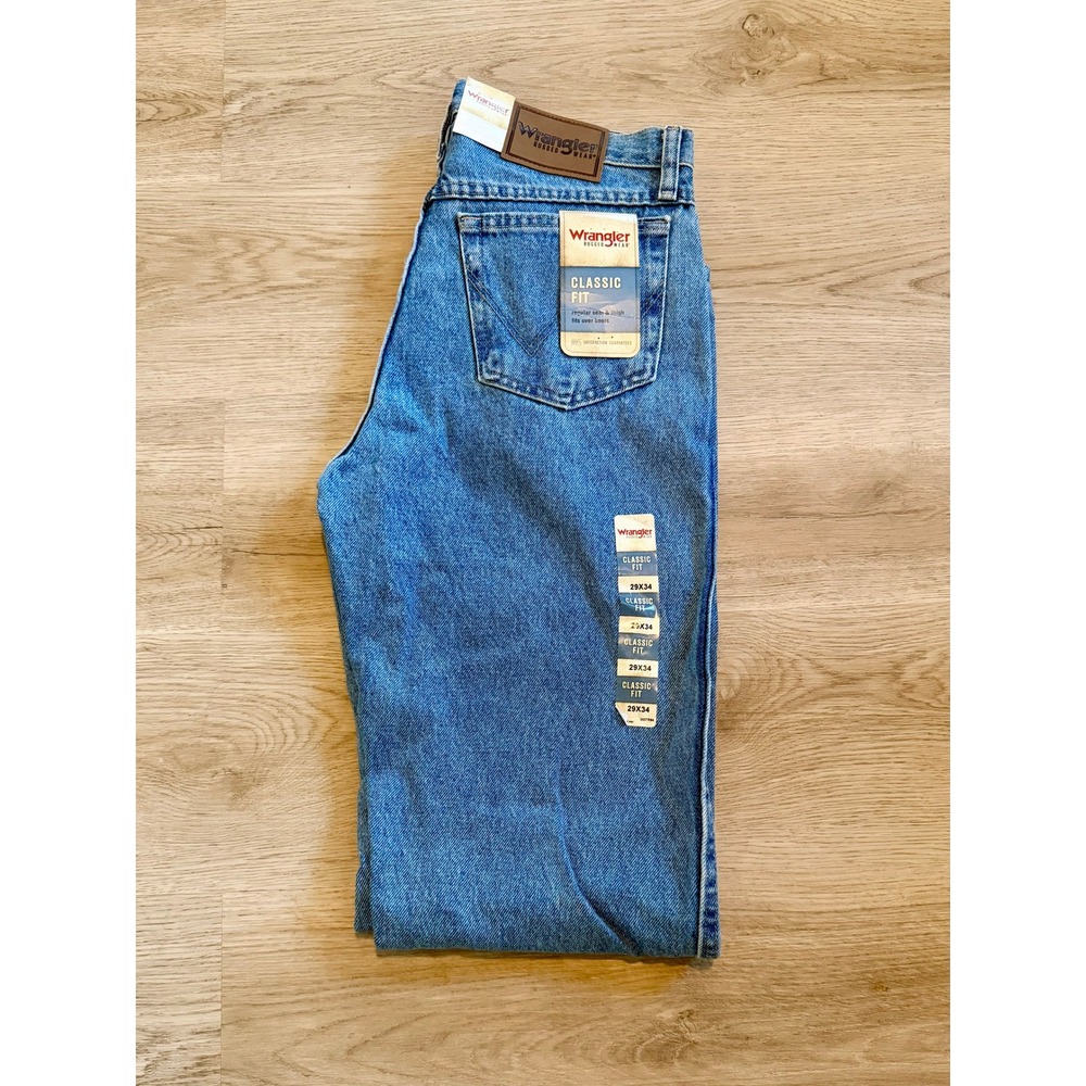 Wrangler‎ Rugged Wear Classic Fit Mens Jeans 29x34 M Wash Blue Denim 1039902RI